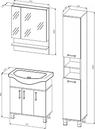 Бриклаер Зеркальный шкаф Карибы 75 венге/дуб кантри – фотография-2