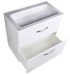 Style Line Тумба с раковиной Каре 80 напольная Люкс Plus белая – фотография-4
