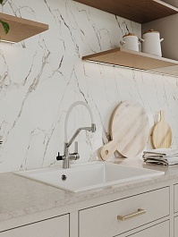 Teymi Мойка кухонная Lori Maxi 60 кварцевая белая матовая – фотография-8