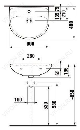 Jika Раковина "Lyra Plus 60" 1438.3 – фотография-4
