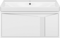 Brevita Тумба с раковиной Cascade 90 подвесная белая – фотография-1