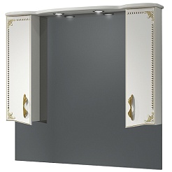 Какса-а Зеркальный шкаф Классик-Д 105, белый/золото – фотография-1