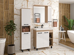 Misty Зеркальный шкаф Крафт 80 R белый/зебрано сахара – фотография-2