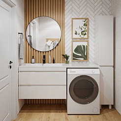 Vivon Тумба с раковиной под стиральную машину Donna 150L подвесная белый глянец – фотография-14