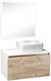 Runo Мебель для ванной Бари 80 Lavello подвесная дуб крафт/белая – фотография-1