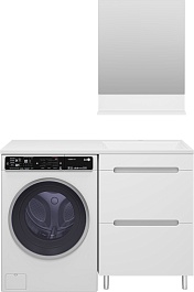 Misty Мебель для ванной Байкал 120 R под стиральную машину белая – фотография-1