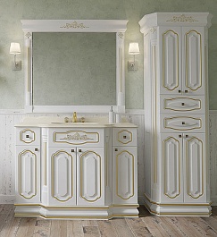 Misty Шкаф - пенал Астория Gold 60 белый/глянец – фотография-2