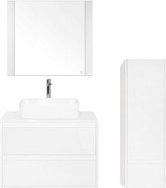 Style Line Тумба с раковиной Монако 80 Plus осина бел/бел лакобель – фотография-2