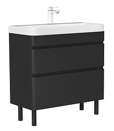 Equil Тумба под раковину Eltoro 80 2 ящика напольная черный софт – фотография-1