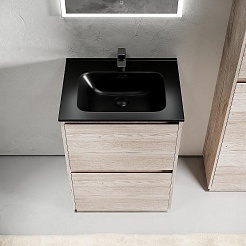 Sancos Тумба с раковиной Libra Floor 60 дуб галифакс натуральный раковина Element 61 CN7001MB – фотография-2