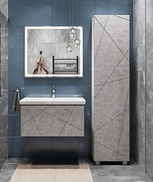 Vigo Тумба с раковиной Geometry 800-0-1 подвесная бетон – фотография-12