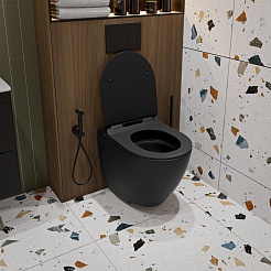 Vivon Унитаз подвесной Colett PDBL02 безободковый с быстросъёмным сиденьем микролифт черный матовый – фотография-4