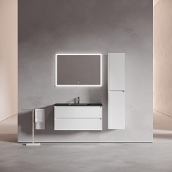 Sancos Тумба с раковиной Libra 100 белый глянец раковина Element 101 CN7003MB – фотография-7