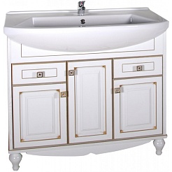ASB-Woodline Тумба под раковину Верона 85 белый/патина золото – фотография-1