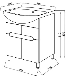Ceruttispa Тумба с раковиной Ломбардия 70 – фотография-2