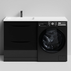 Водолей Тумба под раковину над стиральной машиной Смайл 68 L черная – фотография-1