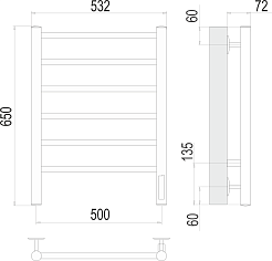 Terminus Полотенцесушитель электрический Аврора П6 500x650 хром – фотография-3