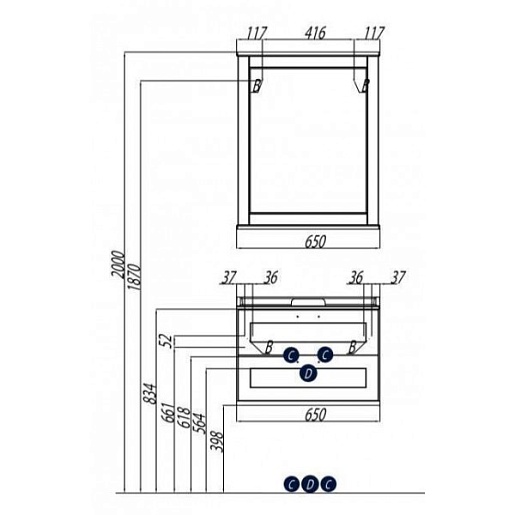 Акватон Мебель для ванной "Леон 65" дуб бежевый – фотография-4
