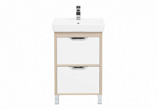 Aquanet Тумба с раковиной Гретта 55 new 2 ящика, светлый дуб – картинка-7