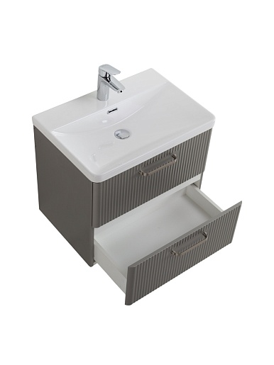 BelBagno Тумба с раковиной Due 60 подвесная Сатин ручки Матовый атласный никель – фотография-12