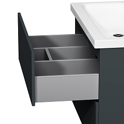 Am.Pm Тумба с раковиной Gem 75 графит матовый, с 2 ящиками – фотография-2