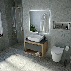 Teymi Тумба с раковиной Ritta 65 дуб эврика/графит матовый подвесная T60524 раковина T50302 – фотография-2