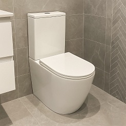 Azario Унитаз-компакт Verona AZ-8301 безободковый с бачком с сиденьем микролифт белый – фотография-2