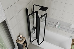 Ceruttispa Шторка на ванну Bouna-B 8325 профиль черный стекло прозрачное – фотография-4