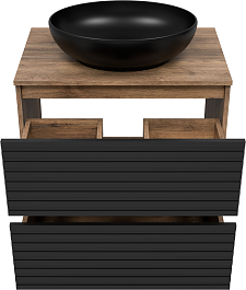 Brevita Мебель для ванной Dakota 70 подвесная дуб галифакс олово/черный кварц – фотография-4