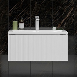 Mixline Тумба с раковиной Вектор 80 Марго подвесная белая – фотография-3