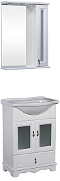 Bas Мебель для ванной Варна 60 белый, вставки стекло, ящик – фотография-1