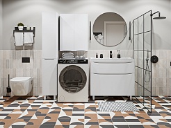 Vivon Шкаф-пенал Ostin 30L с бельевой корзиной белый матовый – фотография-4