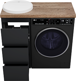 Brevita Мебель для ванной Grafit 100 под стиральную машину графит/махагон – фотография-8