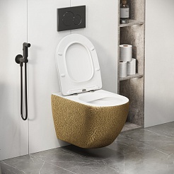 Grossman Унитаз подвесной Color GR-4411GWLS золото с текстурой крокодила – фотография-9