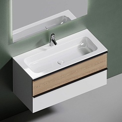 Sancos Тумба с раковиной Delta 100 дуб светлый/белый раковина Grace 101 CN7013 – фотография-2