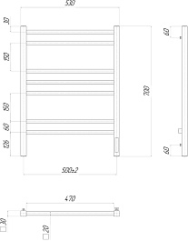 Lemark Полотенцесушитель электрический Unit П7 500x700 R хром – фотография-4
