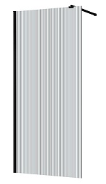 Azario Душевая перегородка Walk-in 120/195 рифленое стекло профиль матовый чёрный – фотография-1