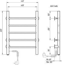 Domoterm Полотенцесушитель электрический Классик DMT 109-5 40x60 ЧРН EK L черный – фотография-4