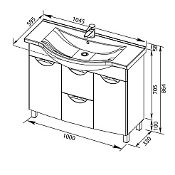 Aquanet Тумба с раковиной "Асти 105" черная, с б/к – фотография-6