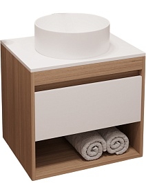 Teymi Тумба с раковиной Ritta 75 дуб эврика/белый матовый T60521 раковина T50106 – фотография-1