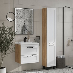 Equil Тумба под раковину Lago 70 2 ящика подвесная белая/дерево – фотография-6