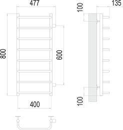 Terminus Полотенцесушитель водяной Стандарт П8 400x800 БП600 хром – фотография-3