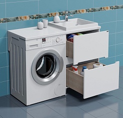 СанТа Тумба с раковиной под стиральную машину Лондон 59 R белая – фотография-4