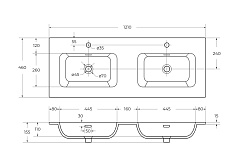 Cezares Тумба с раковиной Eco Cer-N 120 с 4 ящиками sapfiro CZR-8073-120-2 ручки серые – фотография-13