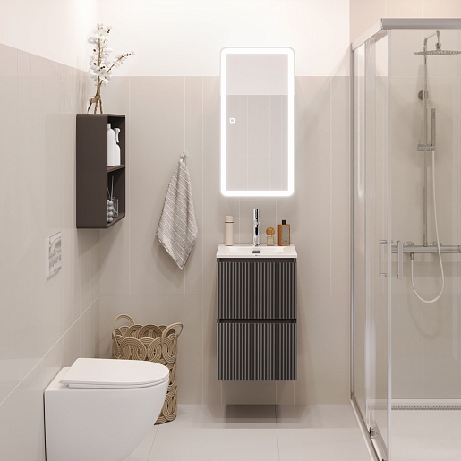 BelBagno Тумба с раковиной Uno mini 40 подвесная Темно-Серый матовый с раковиной BB-8099-3-40 – фотография-8