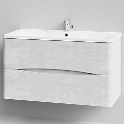 Водолей Тумба с раковиной Адель 100 подвесная белый камень – фотография-2