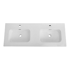 Cezares Тумба с раковиной Duet-N 120 подвесная Bianco Lucido с двумя чашами – фотография-3