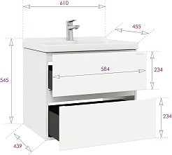 Onika Тумба с раковиной Эвада 60 подвесная белая – фотография-14