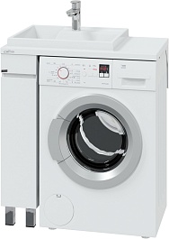 СанТа Мебель для ванной под стиральную машину Марс 80 L белая/светлое дерево – фотография-6