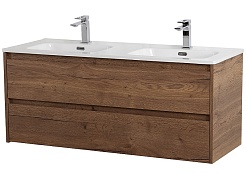 BelBagno Тумба с раковиной Kraft 120 подвесная Rovere Tabacco двойная раковина – фотография-1